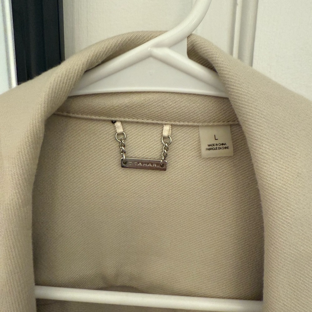 T Tahari Tan Jacket Asymmetrical Moto Design - Picture 3 of 5